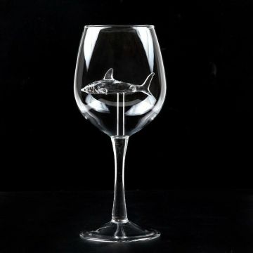 300ml New Design Red Wine Glass Built-in Shark Goblet Whiskey Glass Dinner Decorate