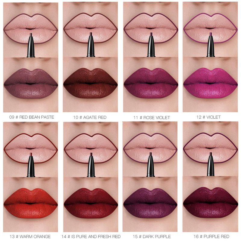 New 16 Color Liquid Lipstick Matte Red Lips Makeup Waterproof Lipstick Long Lasting Nude Purple Lip Liner Pencil Matt Lip Gloss
