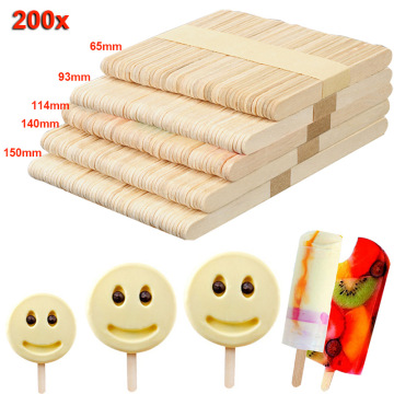 N 200pcs Wooden Ice Cream Sticks Treat Sticks Freezer Pop Sticks Wooden Sticks for Ice Cream Bars 65/93/114/140/150mm 99