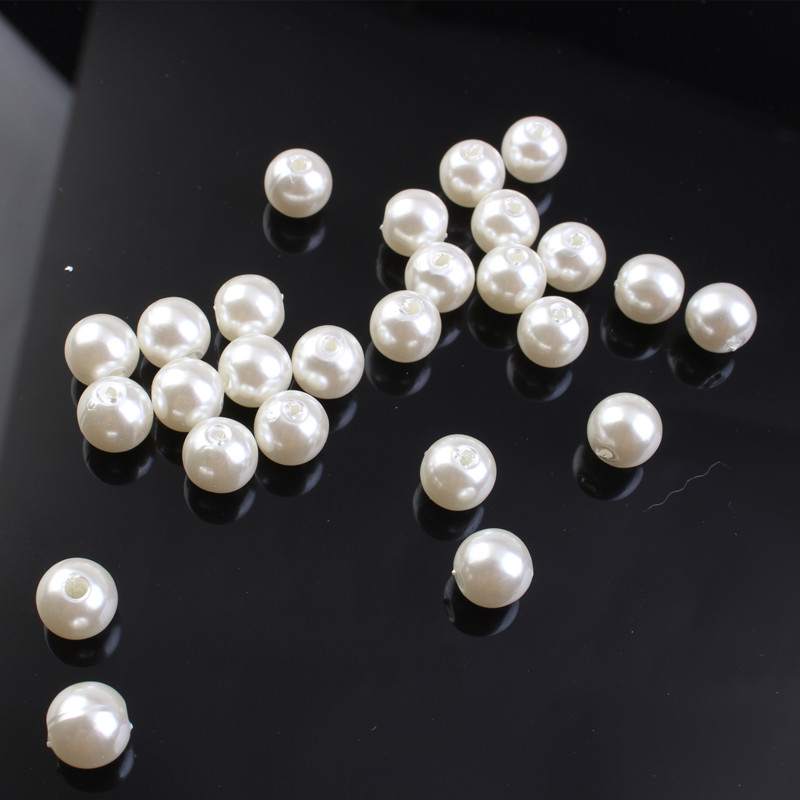 White Round Plastic Bead Imitation Pearls Loose Spacer Beads for DIY Craft Necklaces Bracelets Jewelry Making 6-12mm