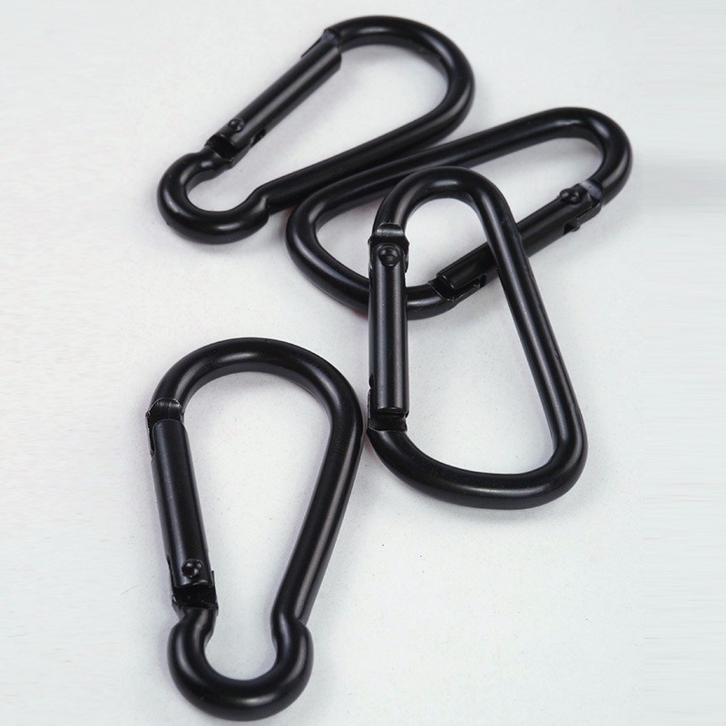 2020 New Hot Practical Black D Shaped Aluminum Alloy Carabiner Hook Keychain Climbing Equipment Karabiner Mosqueton