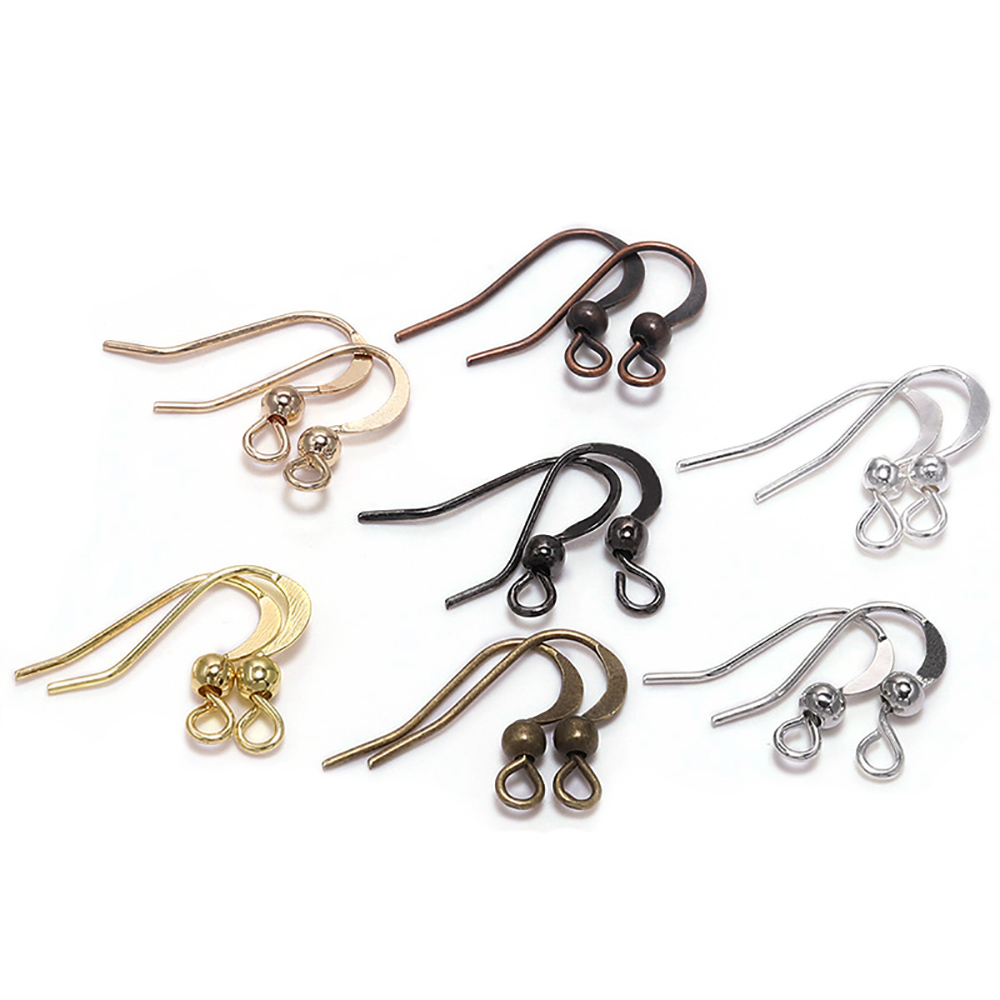 100Pcs 19*18mm Earring Components Hooks Twist Gold Bronze Ear Hook Clasps Earring Wires Findings For DIY Jewelry Making
