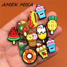 19pcs/set Various Ice creams PVC Shoe Charms Cute Donut Shoe Buckle Decoration Jibz fit Croc Kids X-mas Funny Party Gifts U173