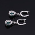 GEM'S BALLET Solid 925 Sterling Silver Gemstone Earrings Ring Set Natural Green Agate Jewelry Set For Women Vintage Fine Jewelry
