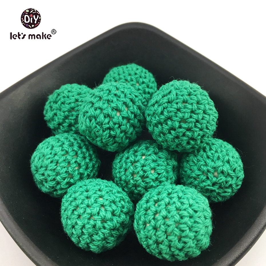 Let's make Crochet Beads 16mm 10pcs Wooden Teether BPA Free Diy Baby Nursing Teething Necklace Beads Handmade Baby Teether