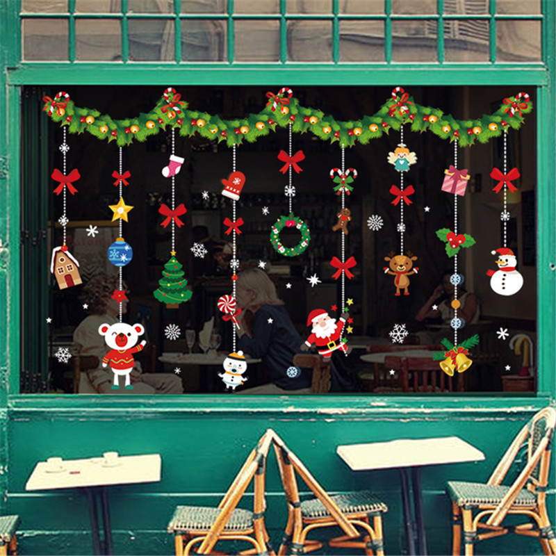 Merry Christmas Wall Stickers Window Glass Stickers Christmas Decorations For Home Christmas Ornaments New Year 2021 Decor Noel