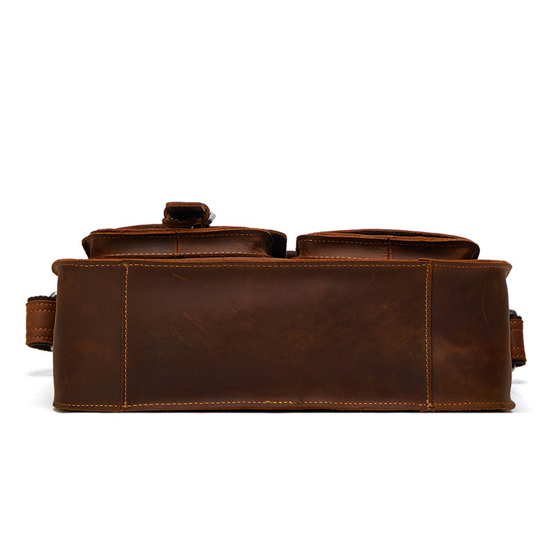 Vintage Mens Crazy Horse Leather Shoulder Bags Designer Man Messenger Bags Large Crossbody Bags Male Travel Bags Briefcases