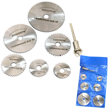 7pcs/set Portable Mini HSS Circular Saw Blad Rotary Tool Circular Saw Blades Cutting Discs Mandrel For Dremel Cutoff