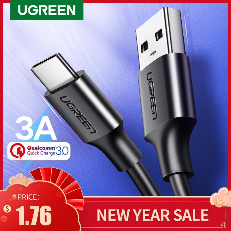 Ugreen USB Type C Charger Cable for Redmi note 8 Samsung Quick Charge 3.0 USB C Fast Charging Cable USB Type-C Wire For Huawei