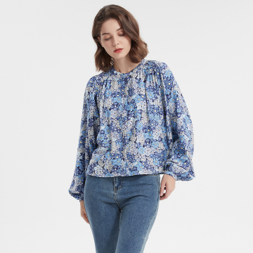 Design Ladies Long Sleeve Floral Printed Blouse Shirt