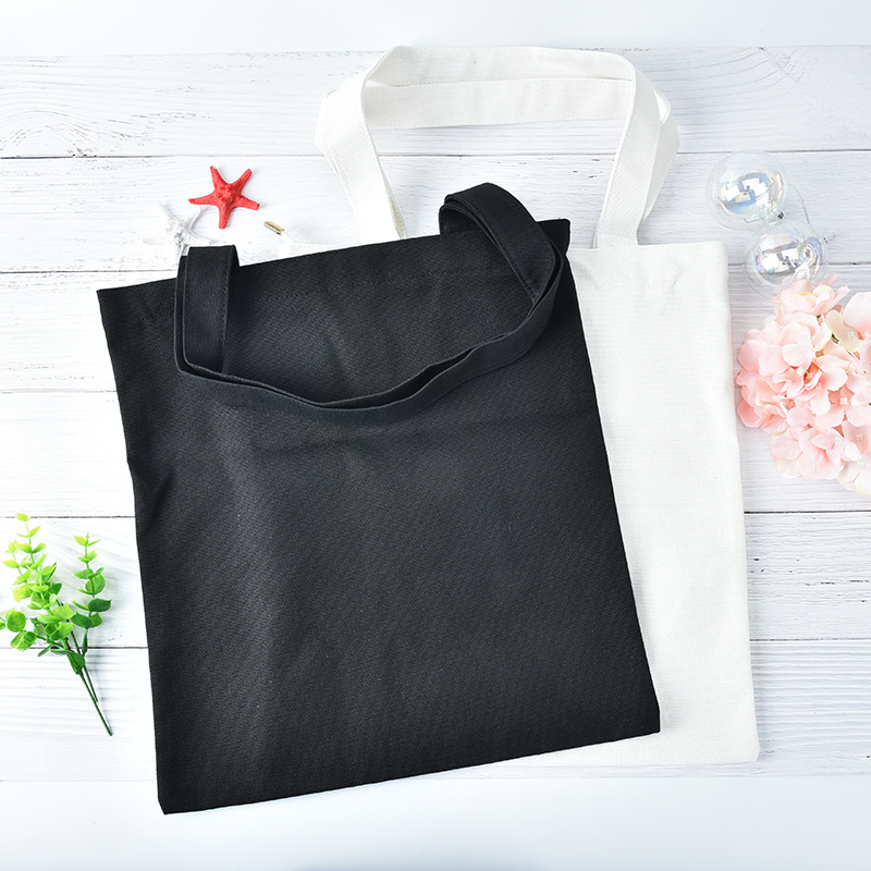 1PC Fashion Portable Simple Style White/black Shopping Cotton Shoulder Bag Canvas Tote Bag For Woman