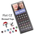 40piece/box Flat CZ Crystal Dermal Anchor Tops with 16g Thread Skin Piercing Jewelry mixed colors