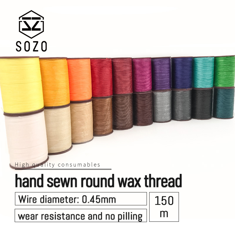 SOZO 0.45mm hand sewn round wax thread 150M Hand Sewing Line Leather Craft Tool 20 colors