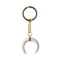 Gemstone Ox Horn Pendant Keychains Crystal Quartz Amethyst Gold Plated Key Chain Natural Stone Key Ring for Men Women