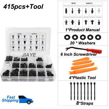 415Pcs With Tool Kit Auto Car Vehicle Body Panel Plastic Push Pin Rivet Fasteners Moulding Trim Clip Car Repair Assortment Kit