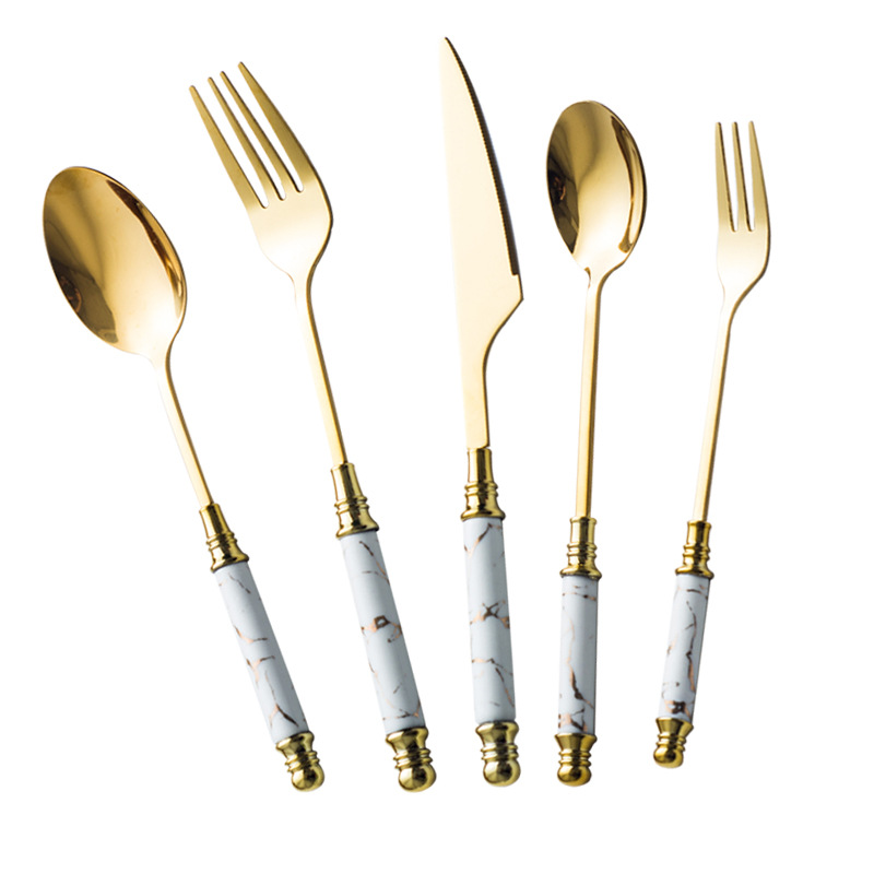 30pcs Ceramic Tableware Fork Spoon Knife Set Vintage Cutlery Set 304 Stainless Steel Dinner Dinnerware Set Free Shipping Green