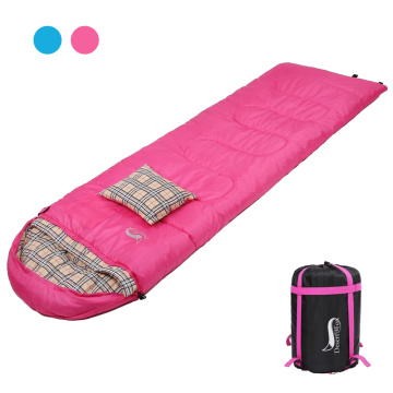 4 Season Flannel Sleeping Bag Attached Pillow Camping Sleeping Bags Portable Lightweight Backpack Bag with Sack