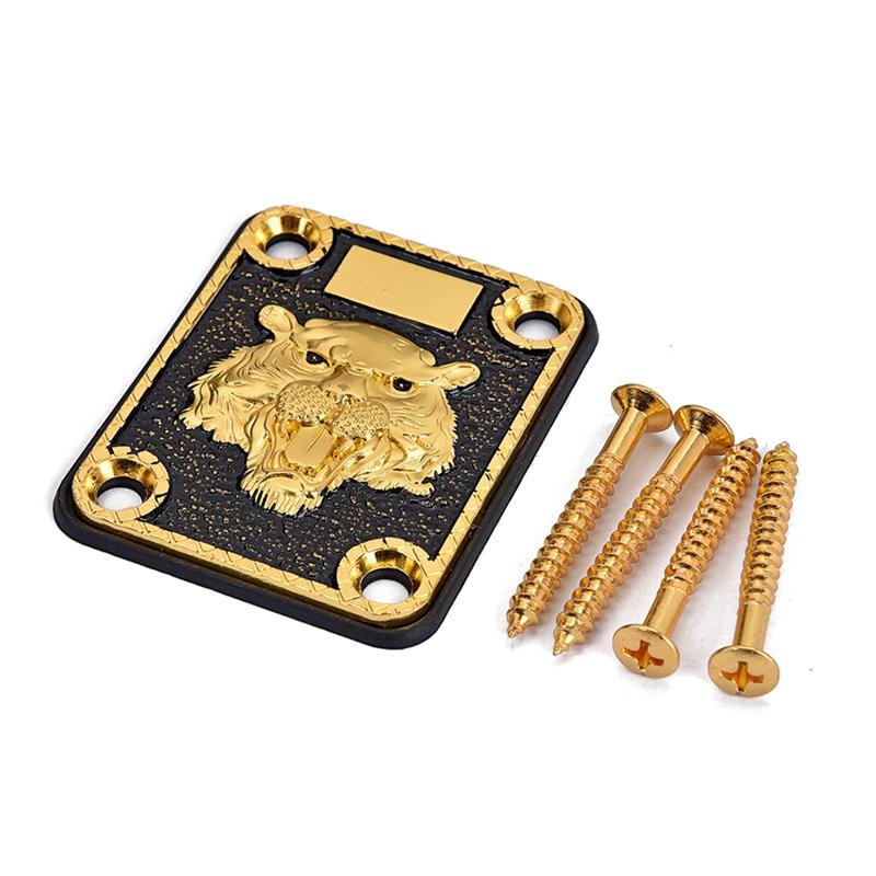 1PC Zinc Alloy Chrome Square Guitar Neck Reinforcing Plate Neck Base Plate With 4 Screws For Fender Strat Tele TL SQ