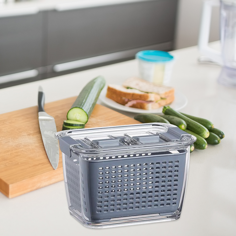 Plastic Storage Box Washing Colander Baskets Kitchen Refrigerator Food Fresh Keeping Box Vegetable Fruit Drain Box