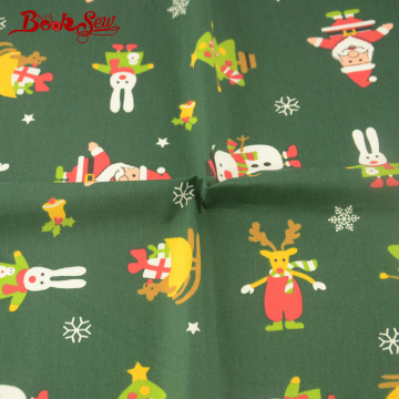 Booksew Cotton Christmas Fabric Cartoon Telas Por Metro Quilting Patchwork Sewing Dark Green Tecido Twill DIY Dress Material