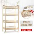 3/4/5 Tier Kitchen Trolley Cart Dining Shelf Island Rack Basket Storage Drawers Kitchen Bathroom Organizer + Wheels Gift Hook