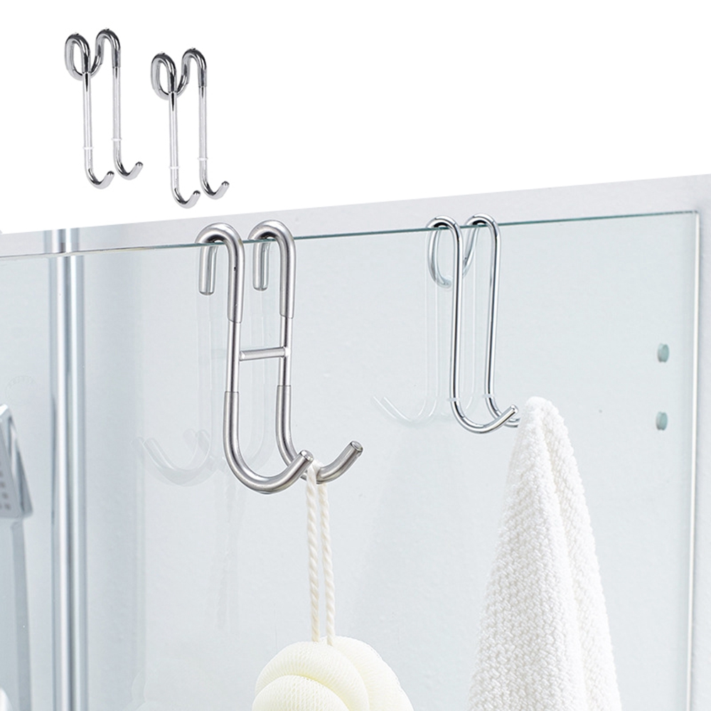 Stainless Steel Shower Hooks Glass Door Shower Hook Lightweight Bathroom Hooks Bath Shower Screen Towel Hanger Shower Door