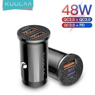 KUULAA Car Charger Quick Charge 4.0 48W QC PD 3.0 USB Charger for Samsung Xiaomi iPhone Fast Car Charging Phone charger adapter