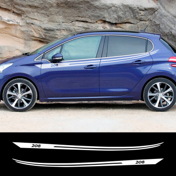 2PCS Auto Waist Line Decor Decal Vinyl Sticker For Peugeot 208 Auto Body Decoration Car Body Sport Stripes Stickers Accessories