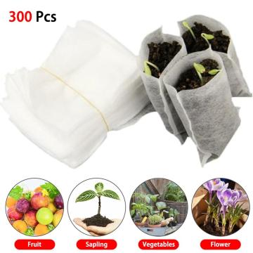 300pcs Biodegradable Non-woven Nursery Bags Plant Grow Bags Fabric Seedling Pots Eco-Friendly Aeration Planting Bags