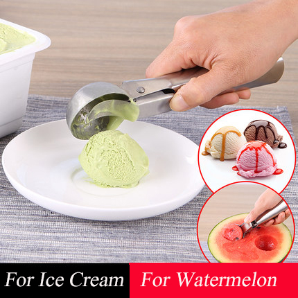 Stainless Steel Ice Cream Scoop Ice Ball Maker Frozen Yogurt Cookie Dough Meat Balls Ice Cream Spoon Tools Watermelon Spoon