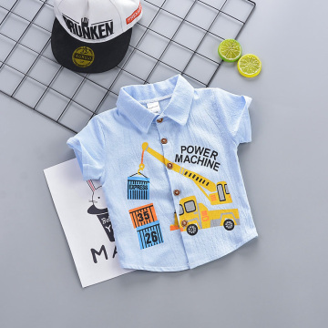 boys shirt summer cartoon truck 2019 cotton fashion Baby children shirts short sleeve casual kids clothes top tees