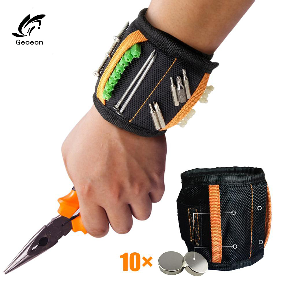 Geoeon Multi-function Magnetic Wristband Oxford Cloth Portable Tool Bag Electrician Wrist Tool for fixing various tools D35