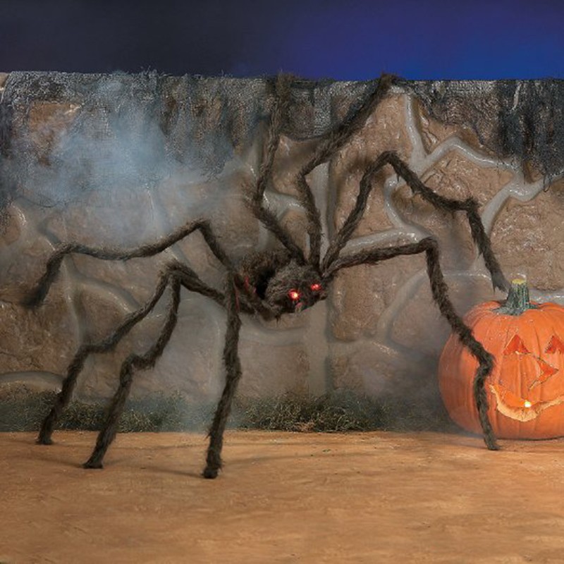 Giant Hairy Spider with LED Eyes for Halloween Decoration