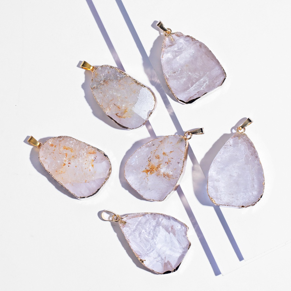 Natural Stone Pendants Charms Mix Style Water Drop Shape Amethyst Agate Crystal Quartz Precious Stone Beads Healing Chakra