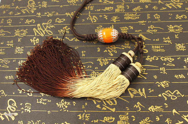 Tai Chi Or Kung Fu Sword Tassel Martial Arts Sword Tassel Multi Color White And Brown with orange bead