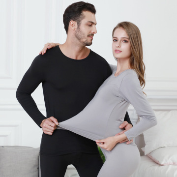 New Cotton Warm Milled Thermal Undershirts Women Men Long Johns Sets with Round Collar Men Underwear Suits