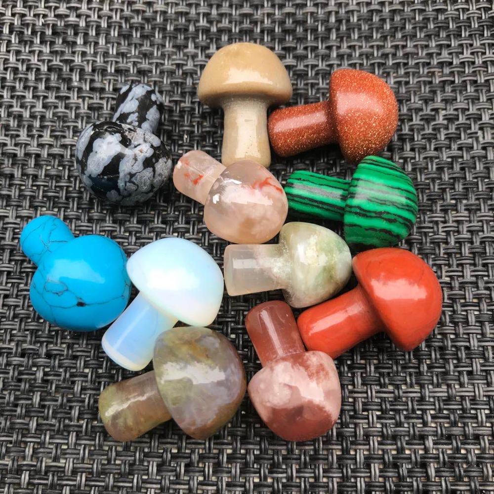 Natural crystal stone mixed Gemstone Crystal Mushroom Carving For Decoration