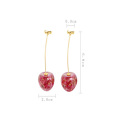 Cute simulation red cherry earrings female cherries pink dried flowers fresh cherry earrings pendant woman fashion accessories