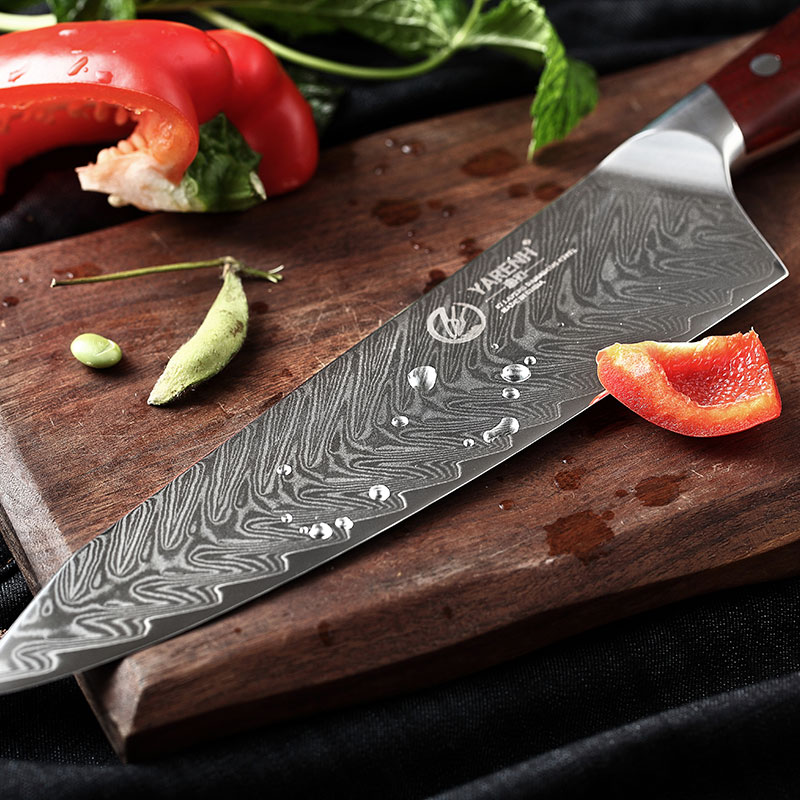 YARENH 8 Inch Kitchen Knives 67 Layers Damascus Chef Knife Profession For Meat Vegetable Cooking Japanese Knife Rosewood Handle