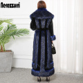 Nerazzurri Extra long winter faux fur coat 2019 runway womens fashion plus size streetwear fluffy thicken warm fake fur coats