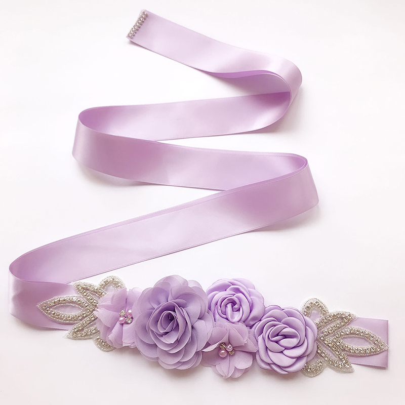 Fashion Wedding Belts Flower Satin Dress Belt Bridal Ribbon Sash Accessories for Party Bridesmaid Girdle