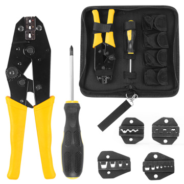 Handskit Wire Crimper Pliers Screwdriver Tool With 4 Replaceable Terminal Multi Functional Wire Stripper Cutter Pliers