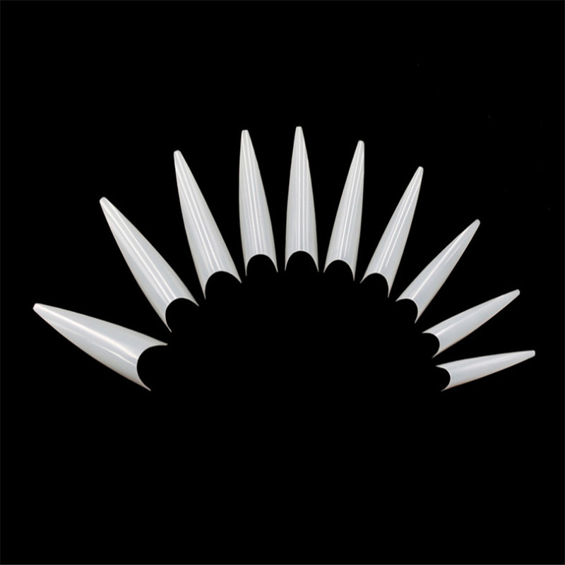 500pc/Box Stiletto Nail Tips Clear/Natural False Fake Nails French Artificial False Nail Tips Design Extra-Long Fingernail Claw