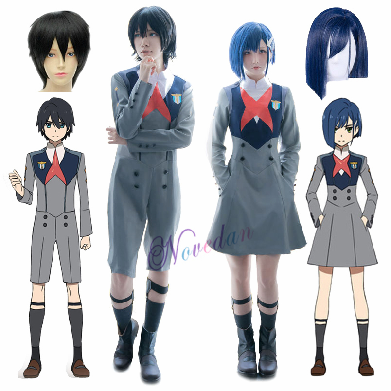 DARLING in the FRANXX Zero Two HIRO ICHIGO MIKU KOKORO School Uniform Anime Cosplay Costume Set Halloween Suit Outfit And Wig