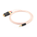 High Quality 2 rca to 3.5MM hifi 1 to 2 audio video cable with OFC pure copper Audio Cable