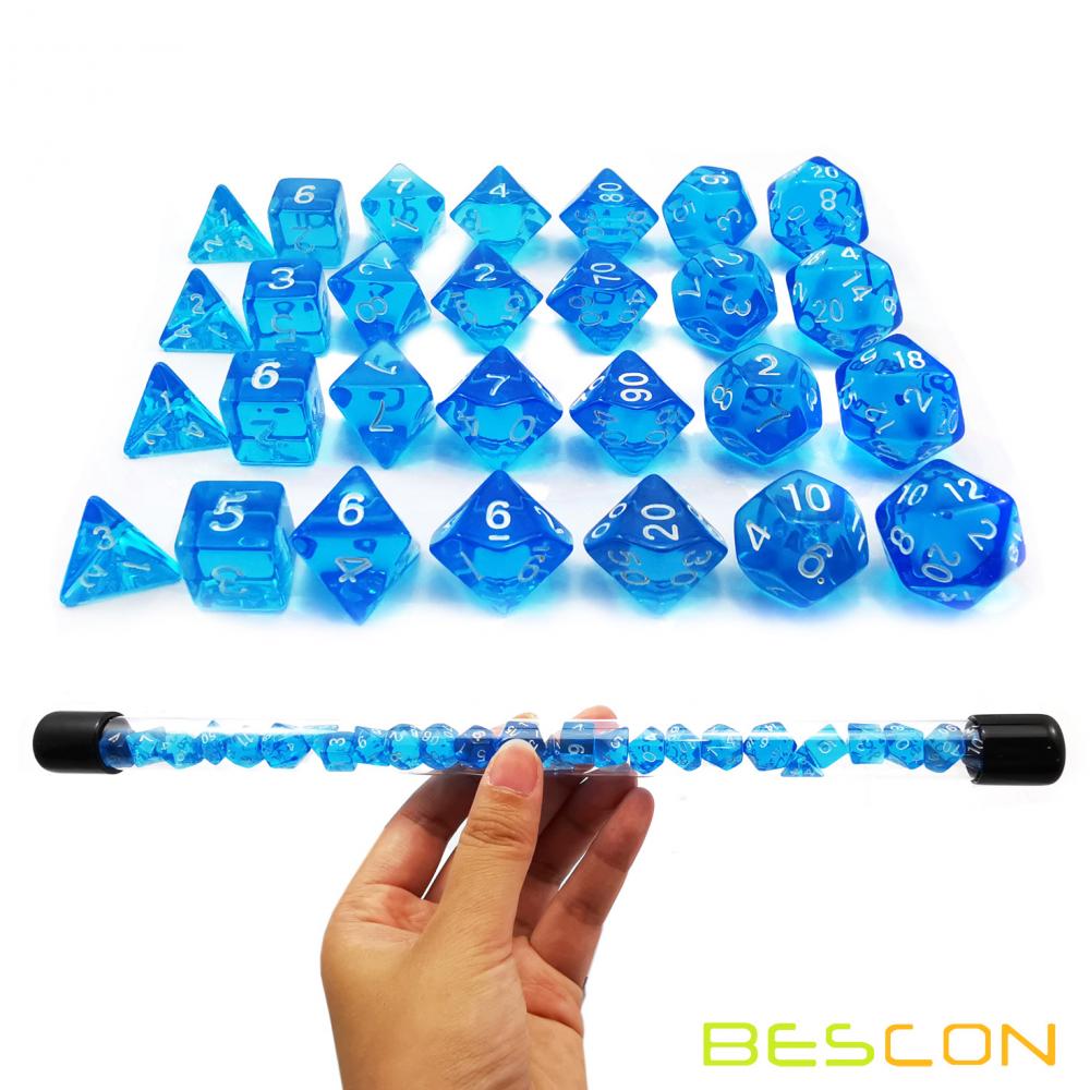Gem Blue Polyhedral Rpg Mini Dice 28pcs Tube 3