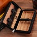 Cohiba Cigar Humidor Case Portable Cedar Wood Leather Travel Humidor Humidifier Set Gift Box (Without lighter cutter)