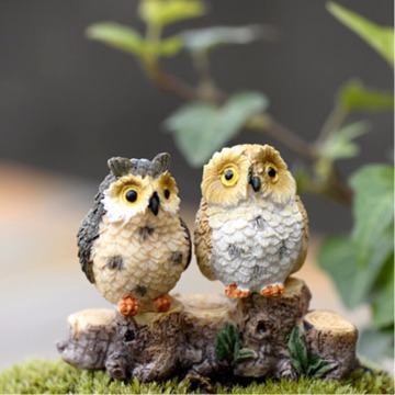 1pcs Owls Bird Animal Figurines Resin Miniatures Craft Bonsai Pots Home Fairy Garden Ornament Decoration Terrarium Decor