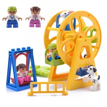 Blocks Accessory Parts Fence Sliding Ladder Swing Window Figures Flower Bricks Big Particles Building Brick Toys For Kids