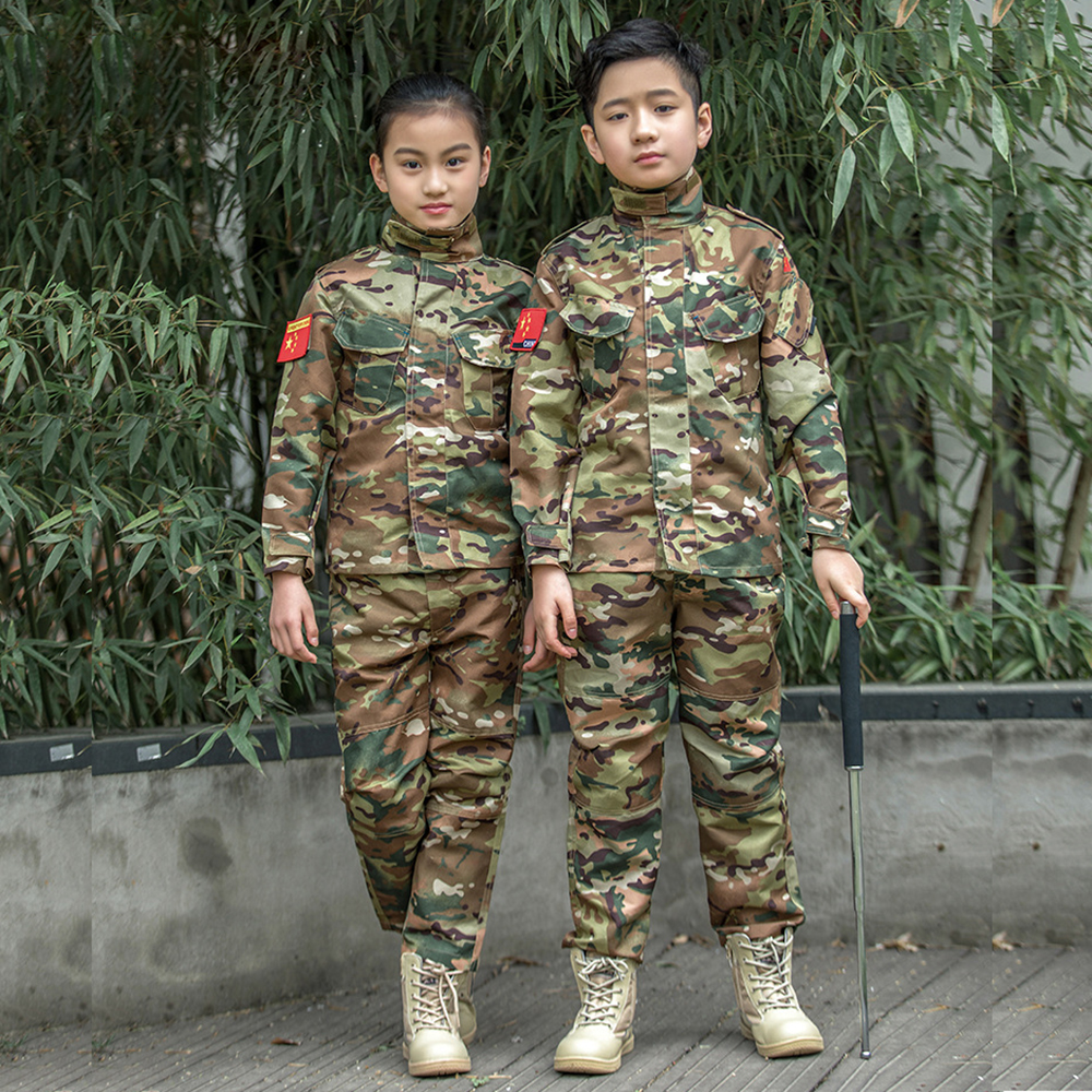 Military Uniform for Children Outdoor Kids Teenagers Tactical Camouflage Set Ghillie Suit Army Soldier Airsoft Combat Shirt Pant